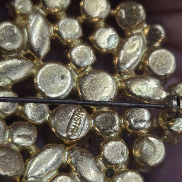 Vintage Made In Austria Blue Rhinestone Brooch Pin Earring Set Aurora Borealis - Picture 4 of 9